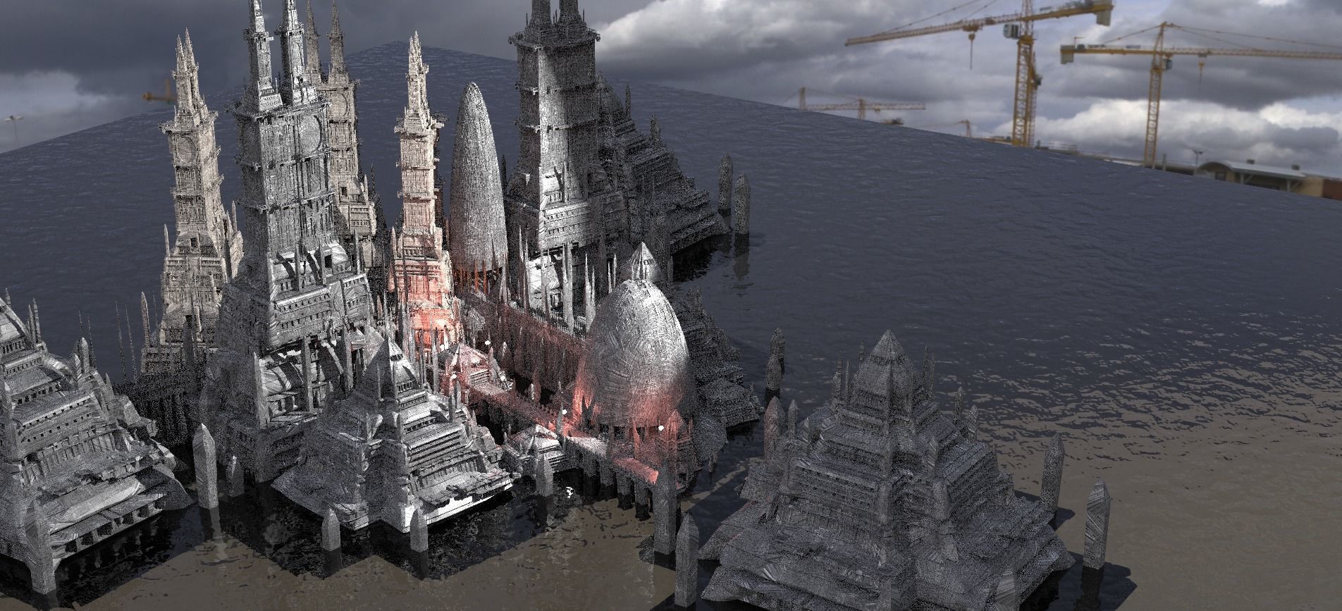 Sci fi future Egyptian Temples 3D model_1