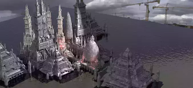 Sci fi future Egyptian Temples 3D model