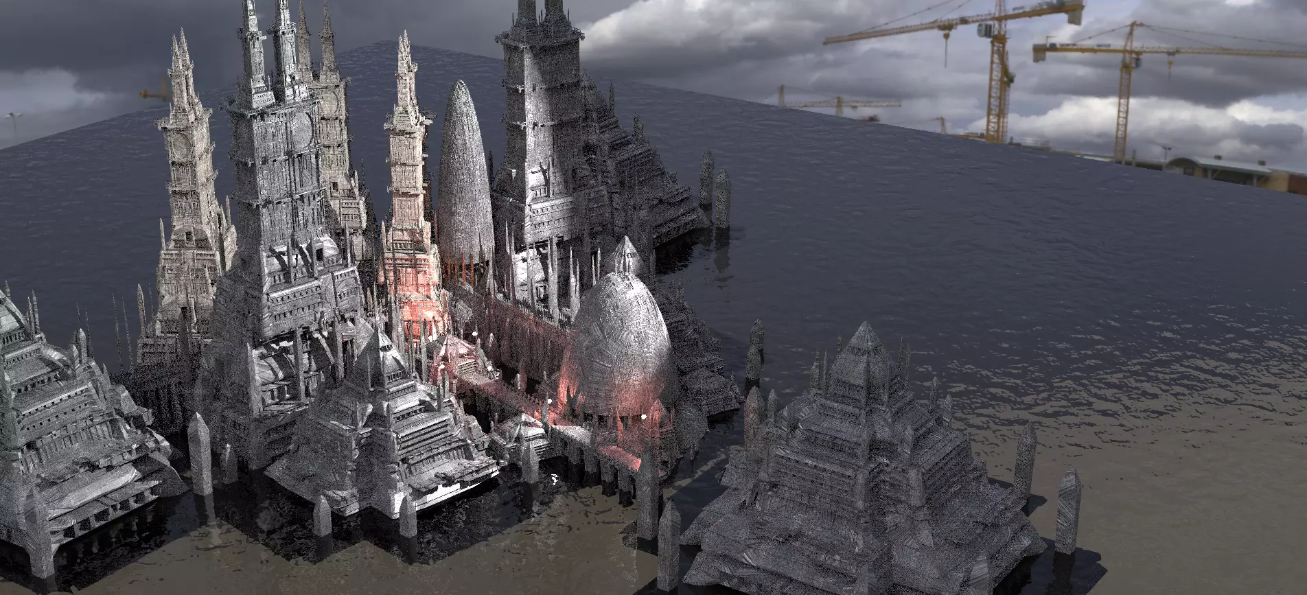 Sci fi future Egyptian Temples 3D model_0