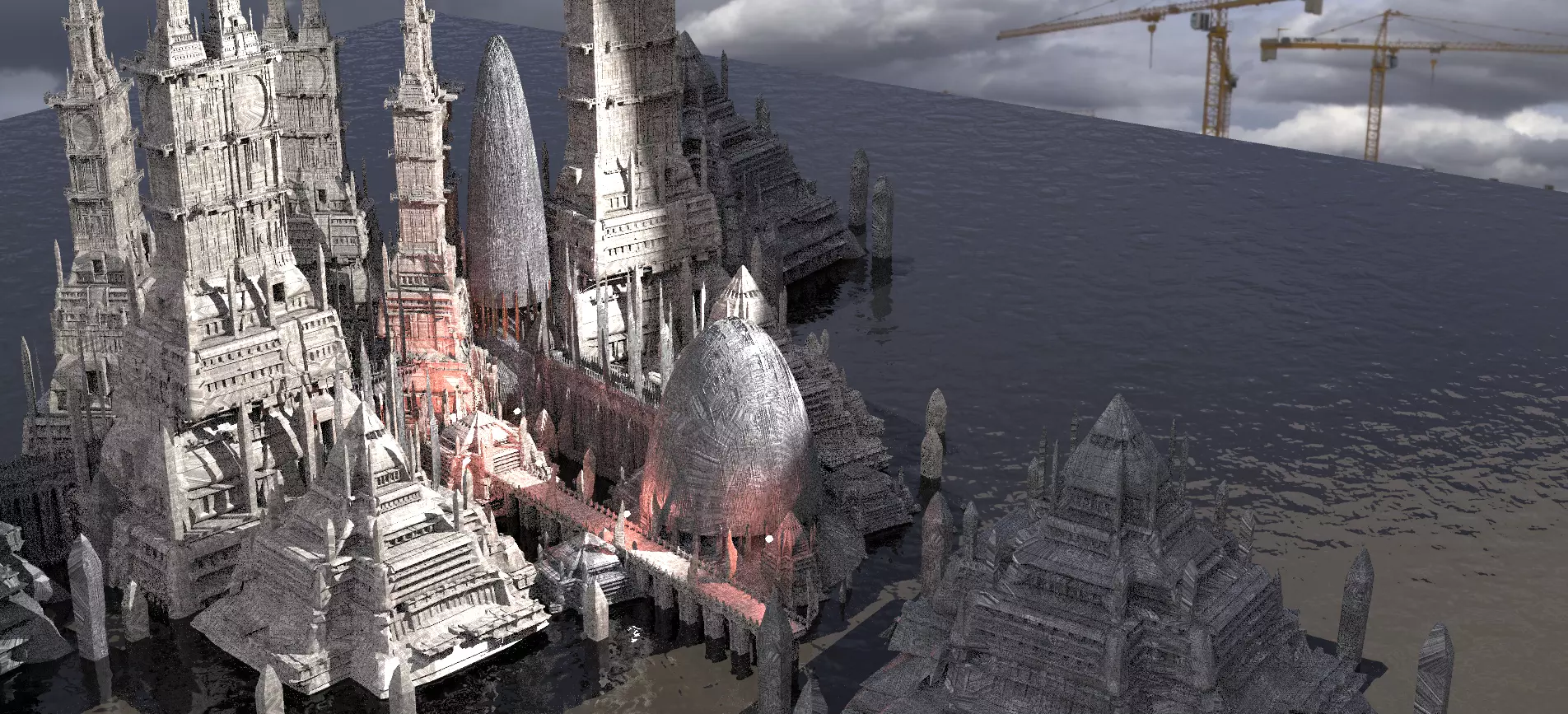 High palace Scifi Pharaohs structures 3D model_0