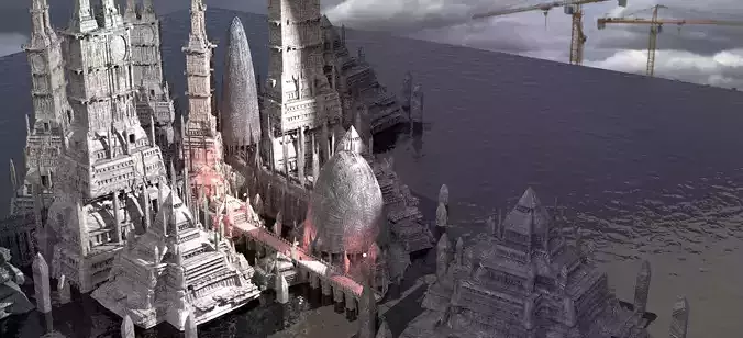 High palace Scifi Pharaohs structures 3D model