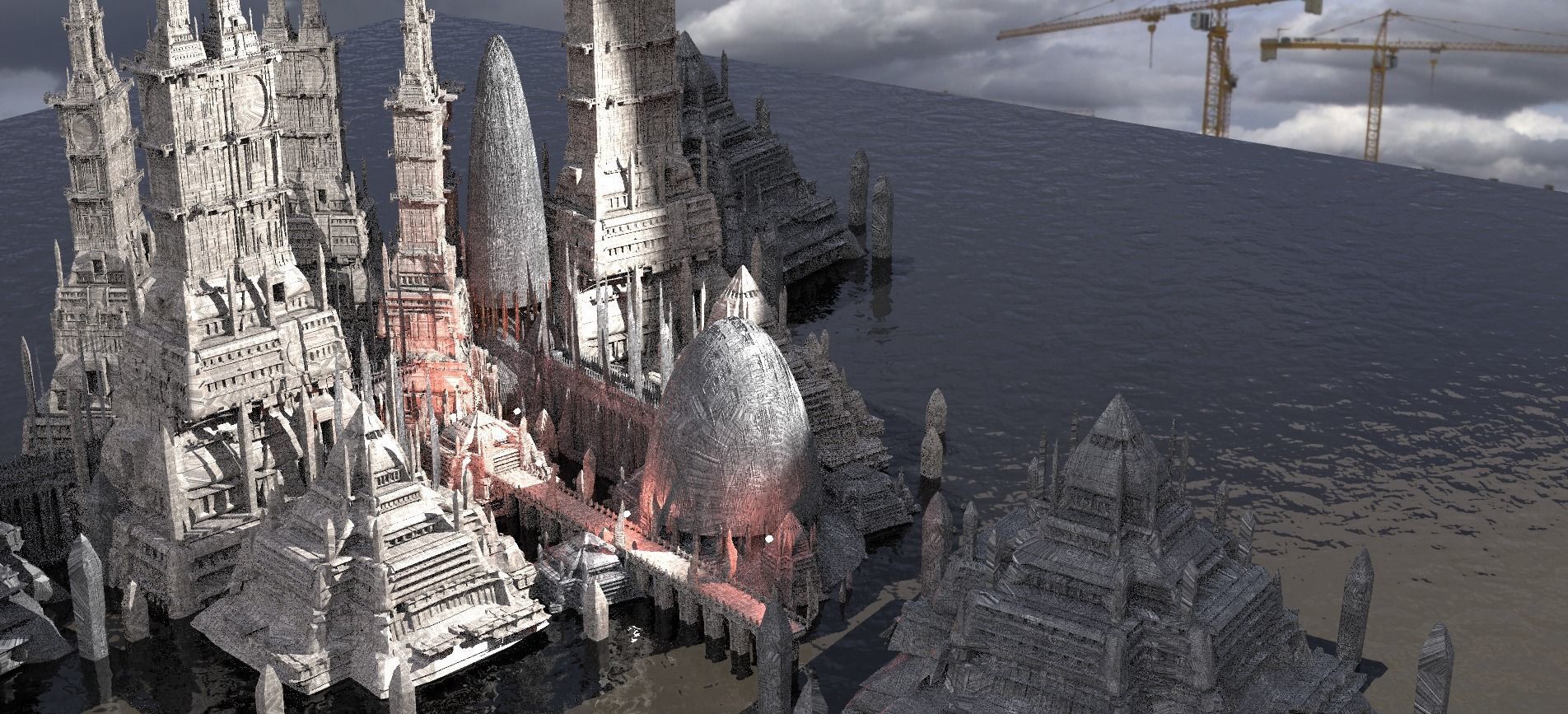 High palace Scifi Pharaohs structures 3D model_1