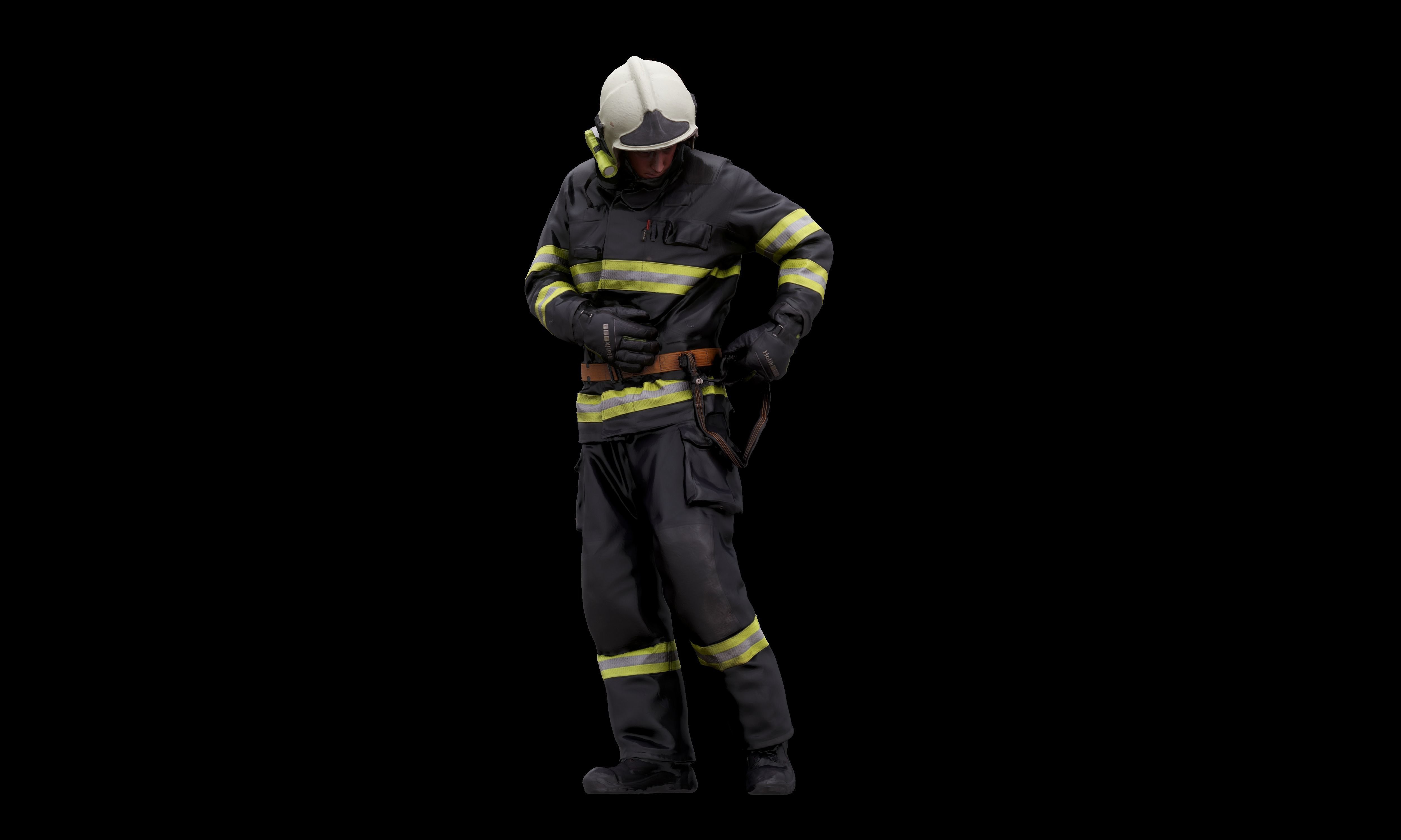Cleaned 3D scan Sam Atkins Fireman Standing 3D model_4