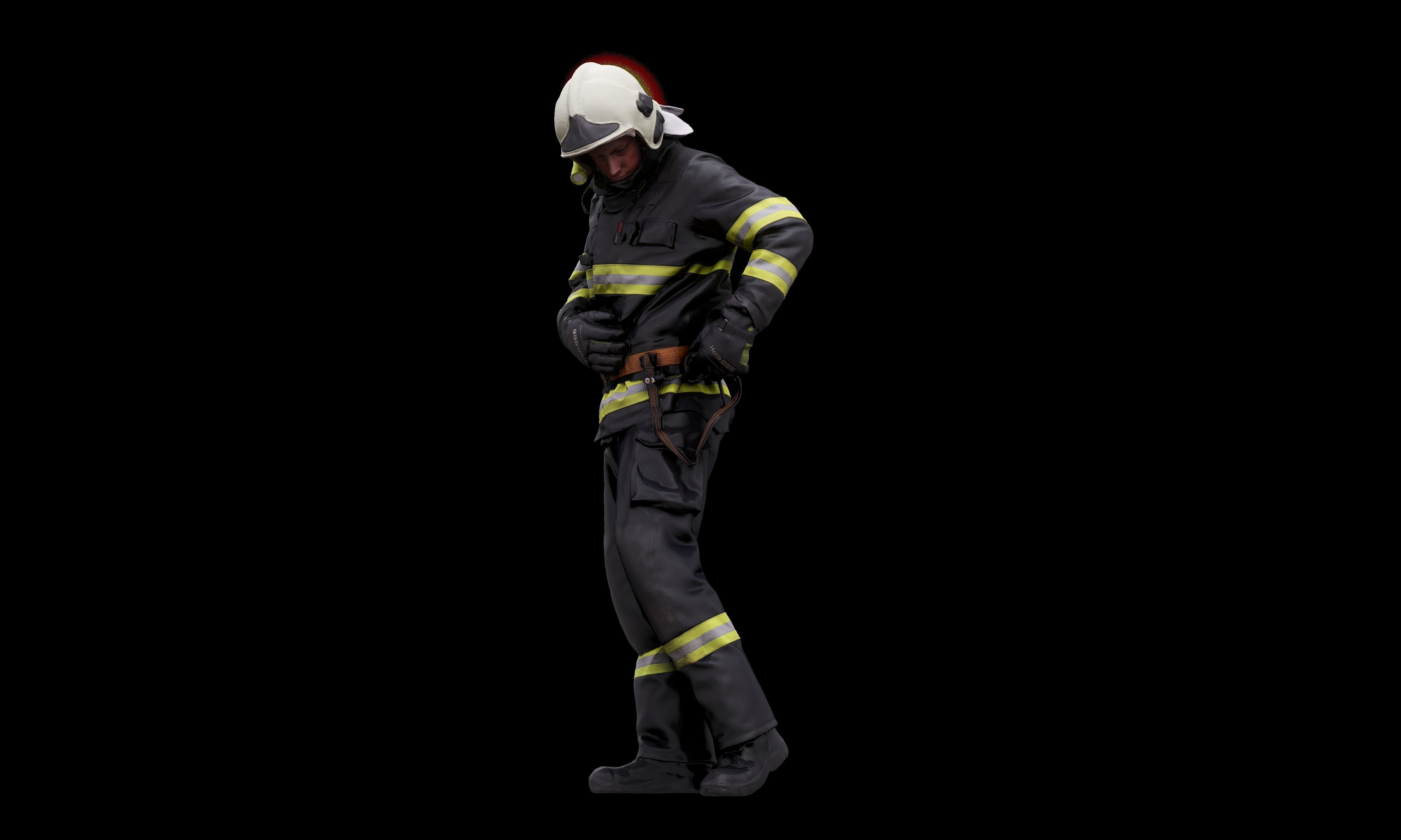 Cleaned 3D scan Sam Atkins Fireman Standing 3D model_3
