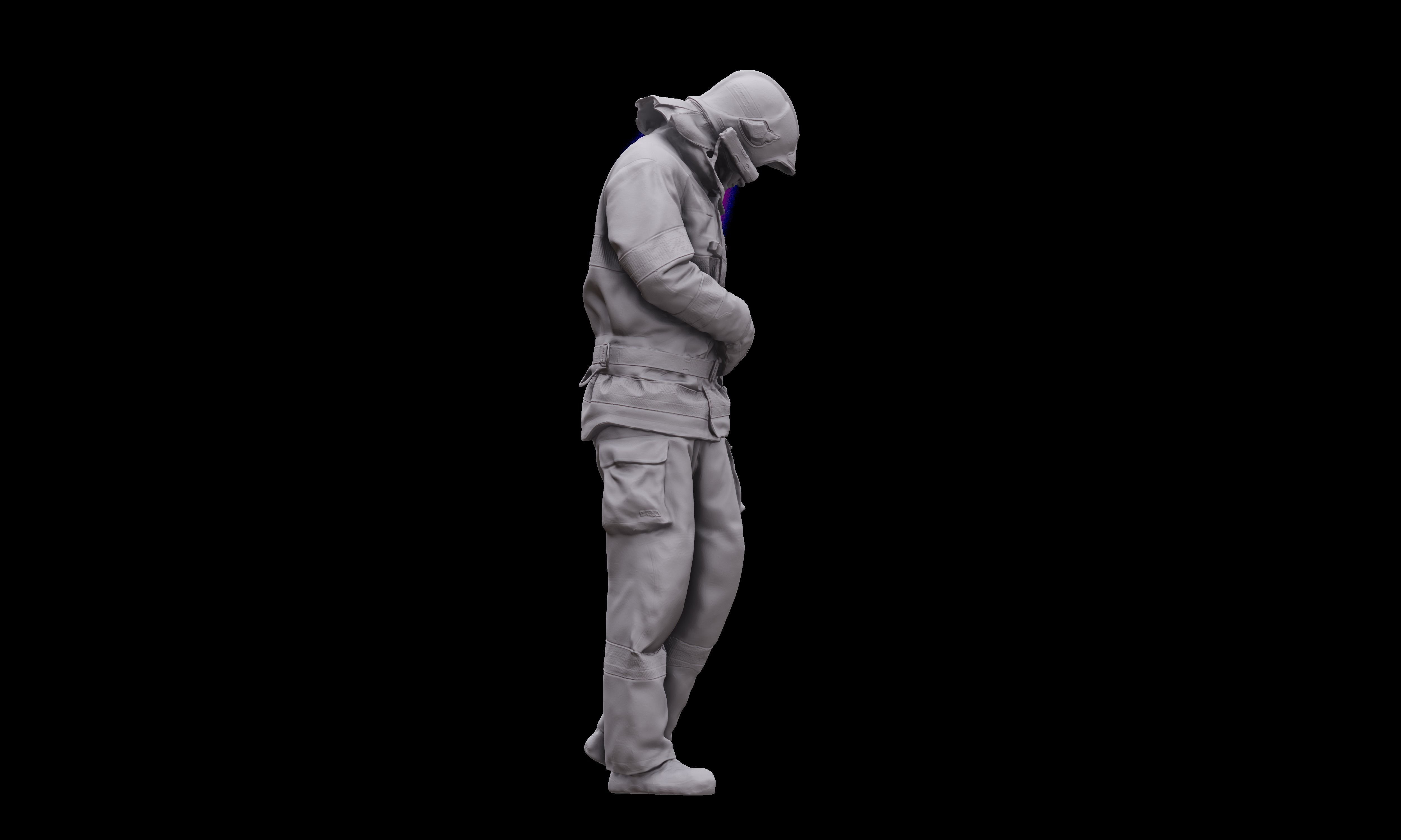 Cleaned 3D scan Sam Atkins Fireman Standing 3D model_12