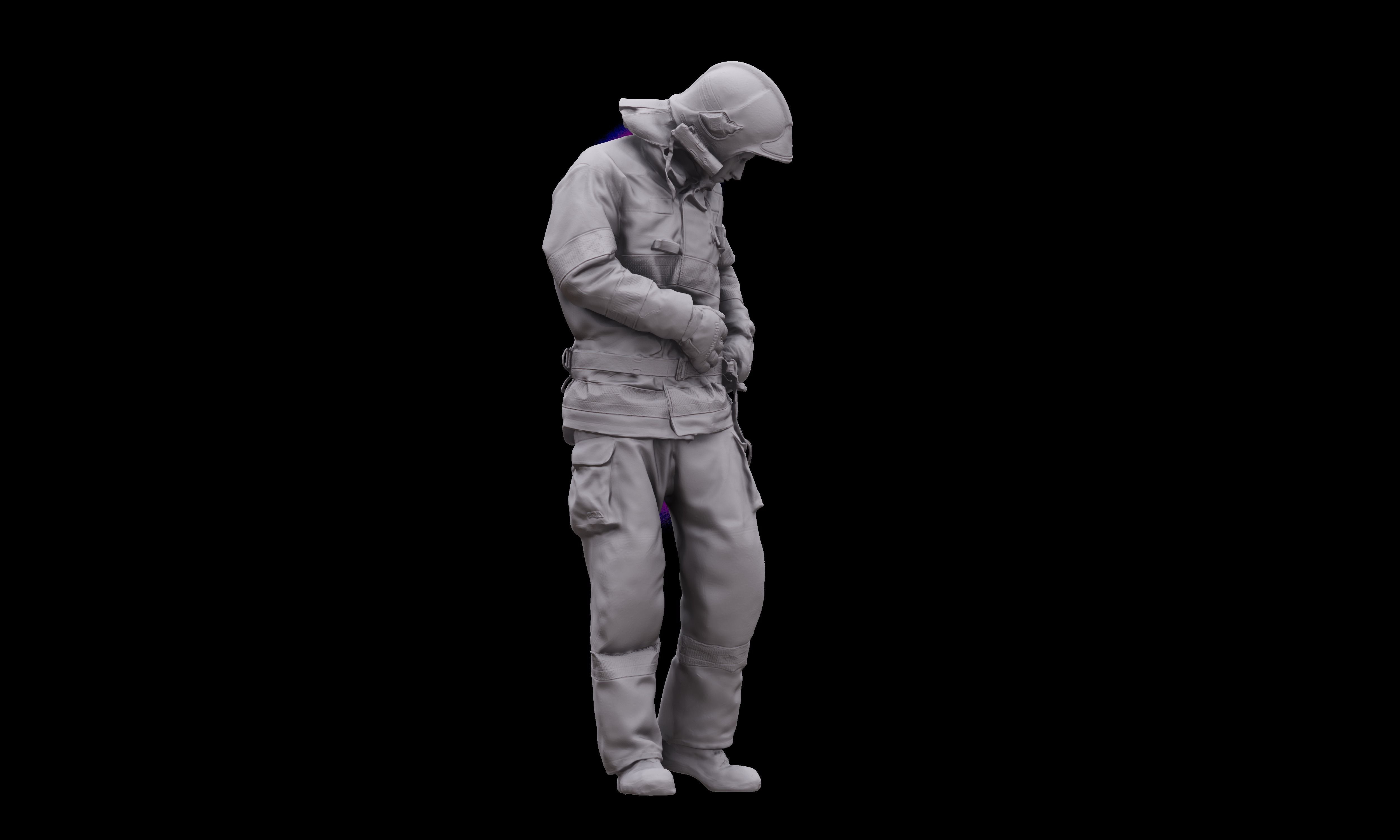 Cleaned 3D scan Sam Atkins Fireman Standing 3D model_11