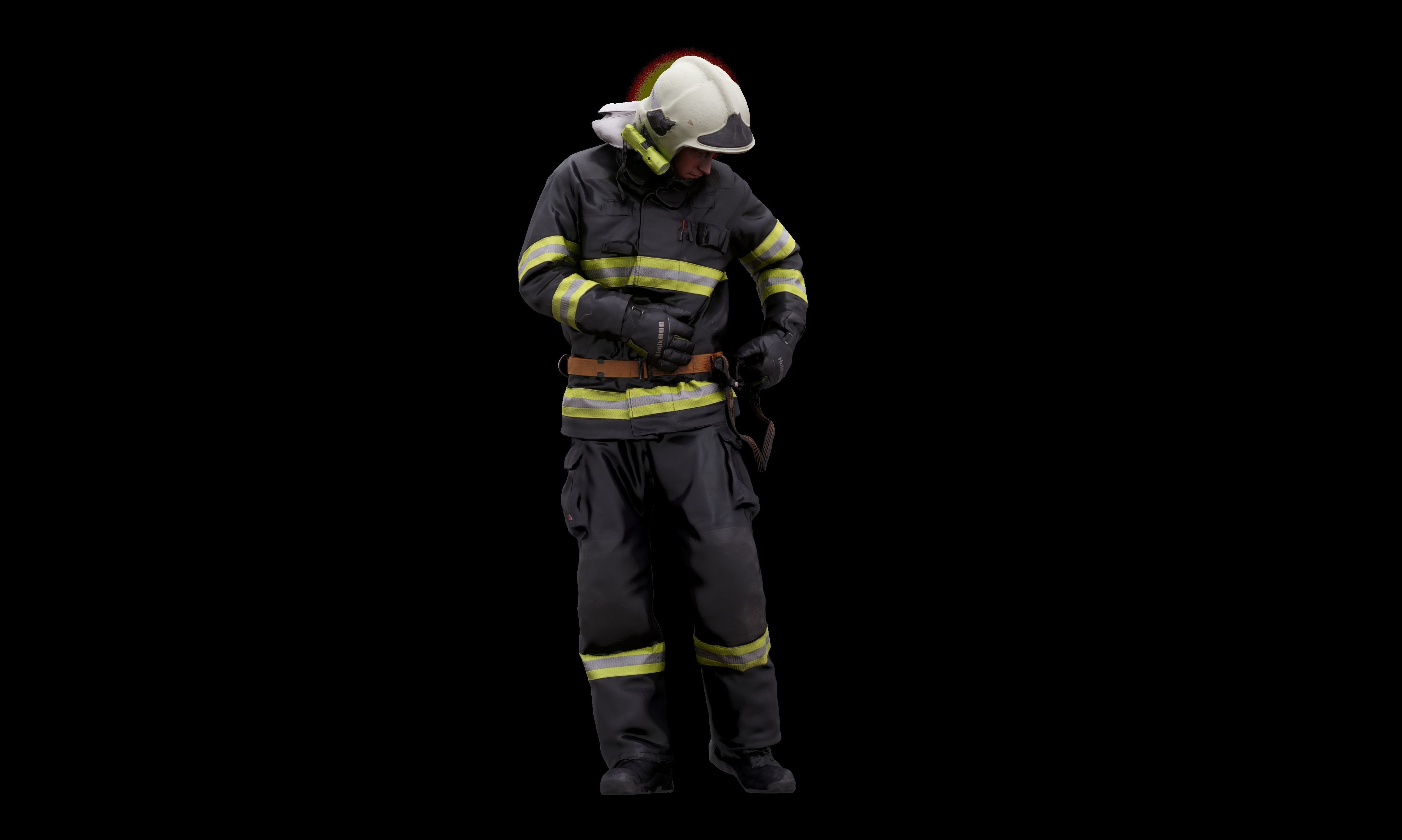 Cleaned 3D scan Sam Atkins Fireman Standing 3D model_5