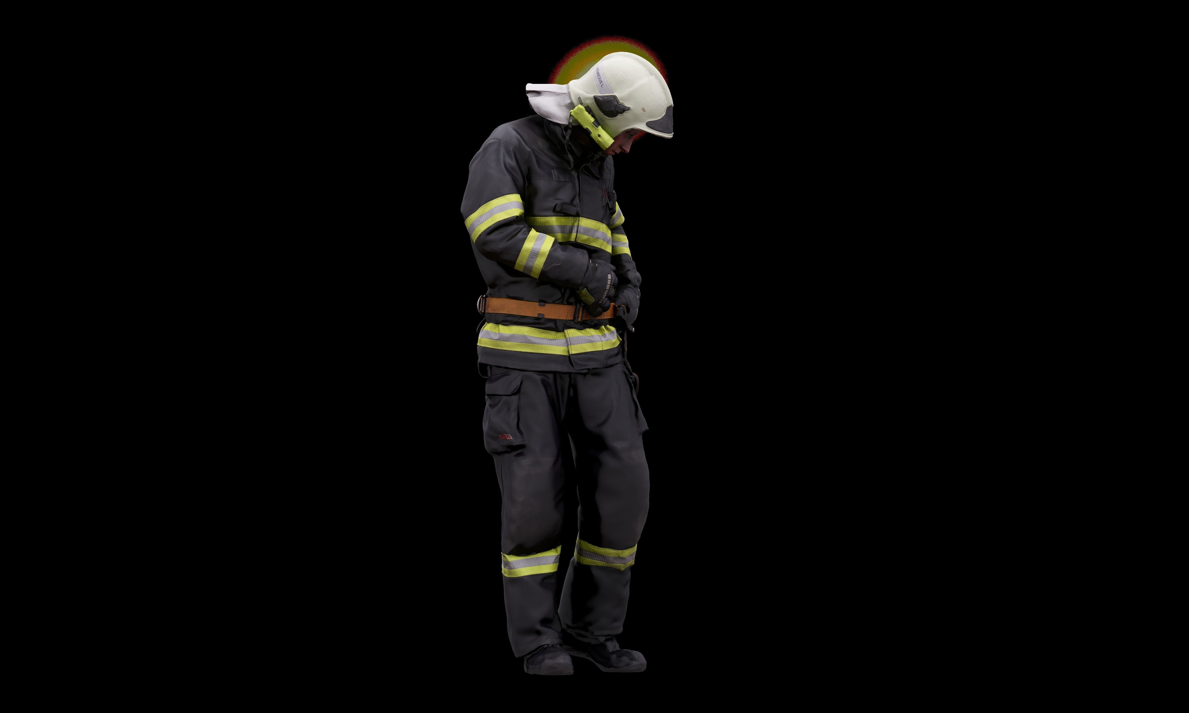 Cleaned 3D scan Sam Atkins Fireman Standing 3D model_6