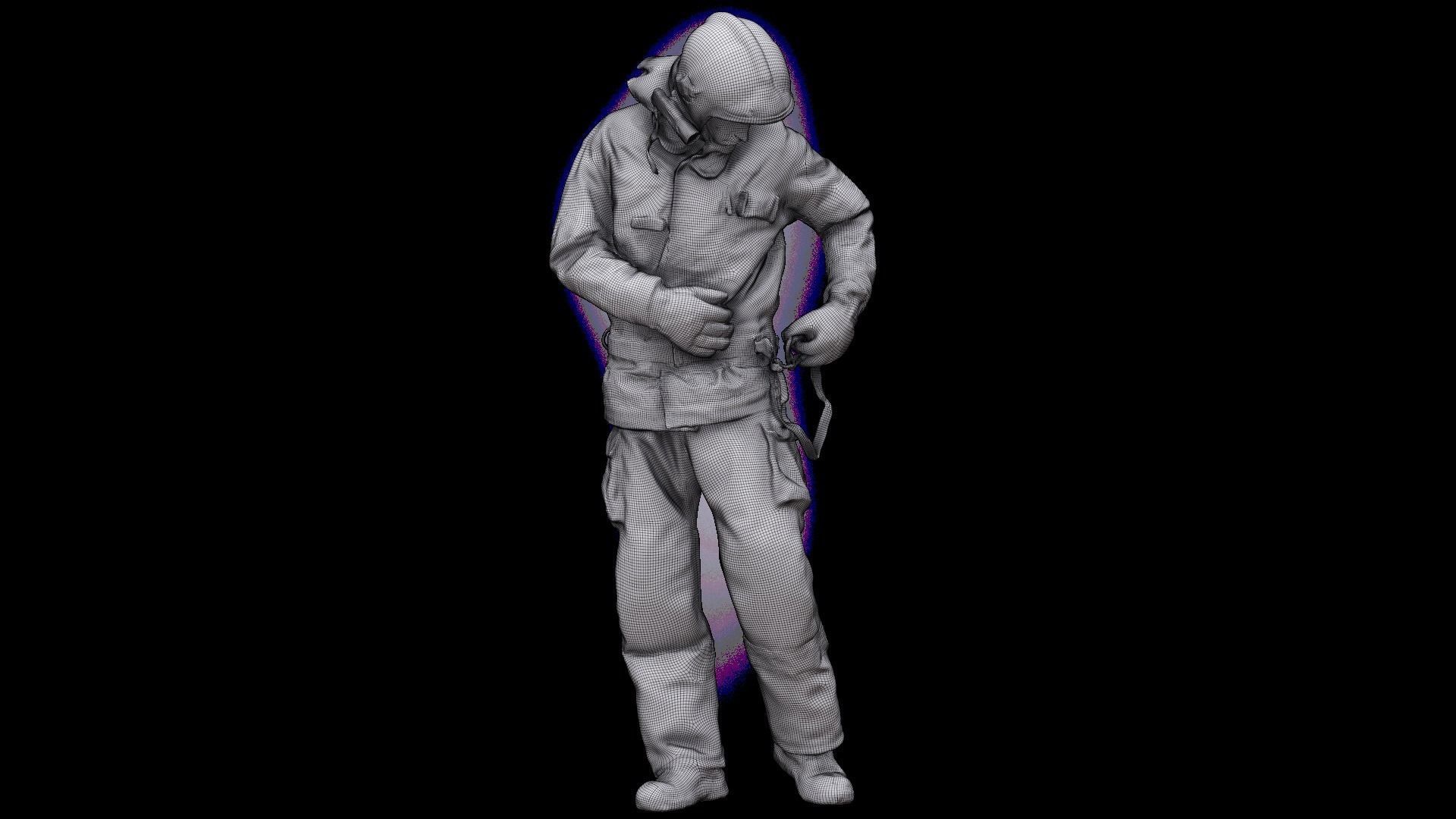 Cleaned 3D scan Sam Atkins Fireman Standing 3D model_13