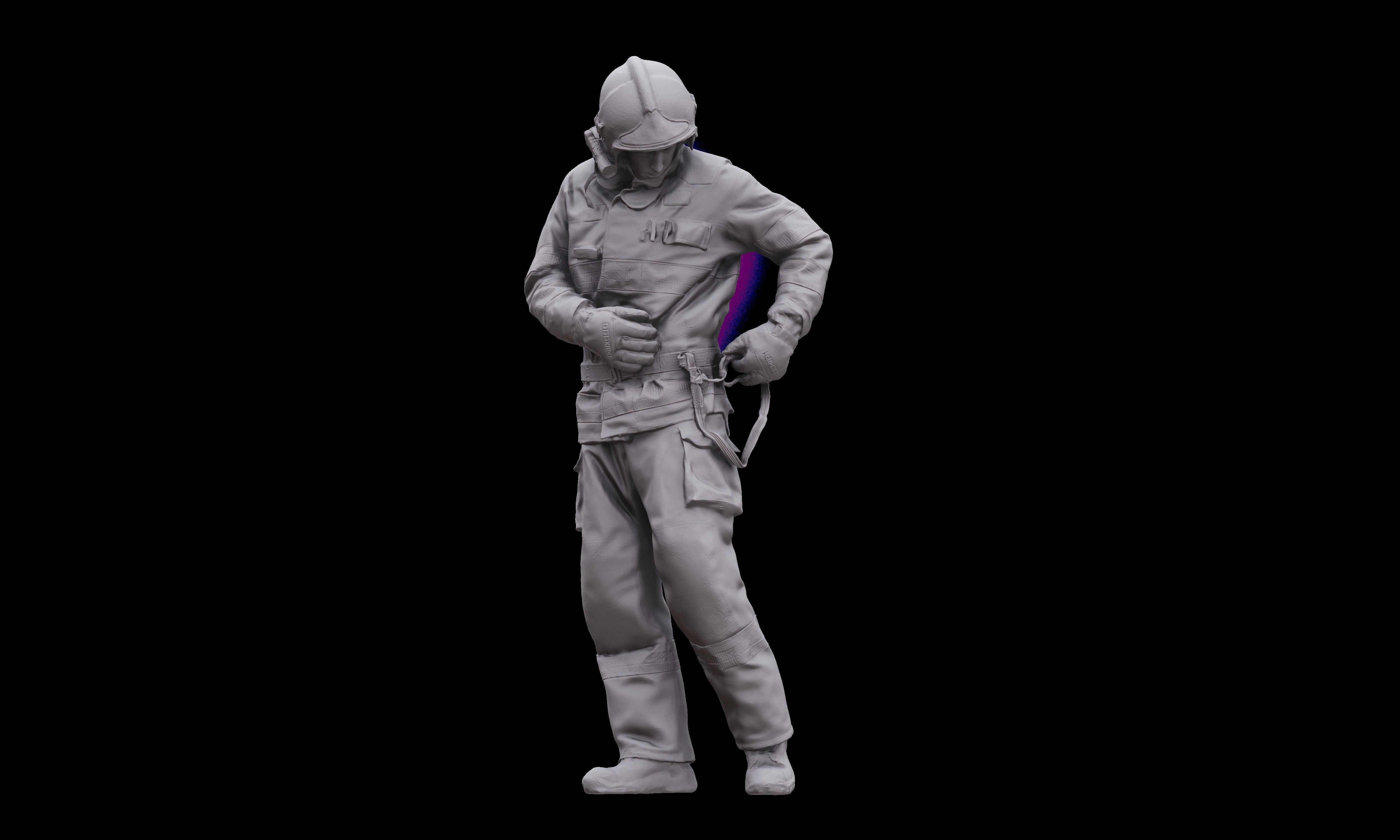 Cleaned 3D scan Sam Atkins Fireman Standing 3D model_9