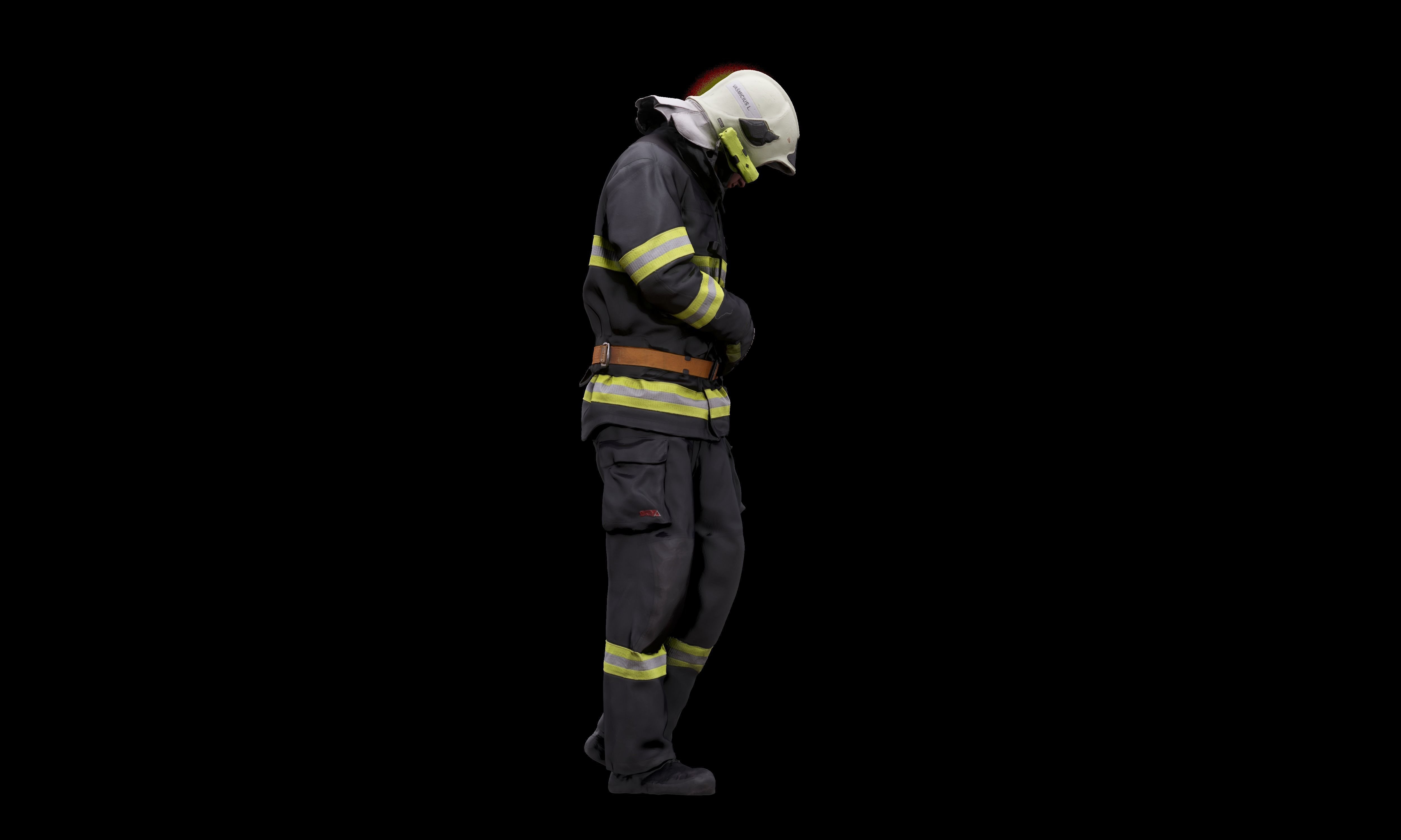 Cleaned 3D scan Sam Atkins Fireman Standing 3D model_7