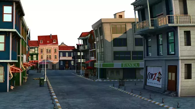 3D Cartoon Bank Street