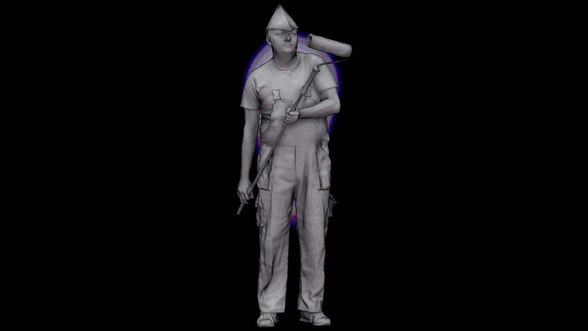 Cleaned 3D scan Agustin Wilkerson Painter Standing 3D model_11