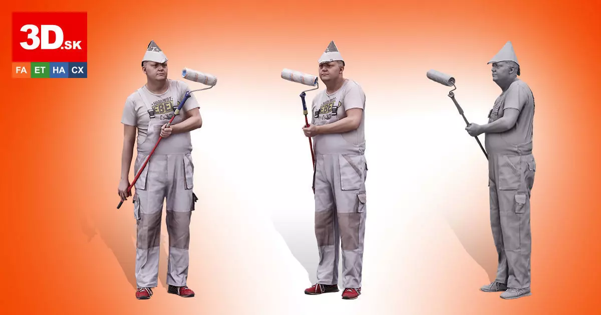 Cleaned 3D scan Agustin Wilkerson Painter Standing 3D model_0