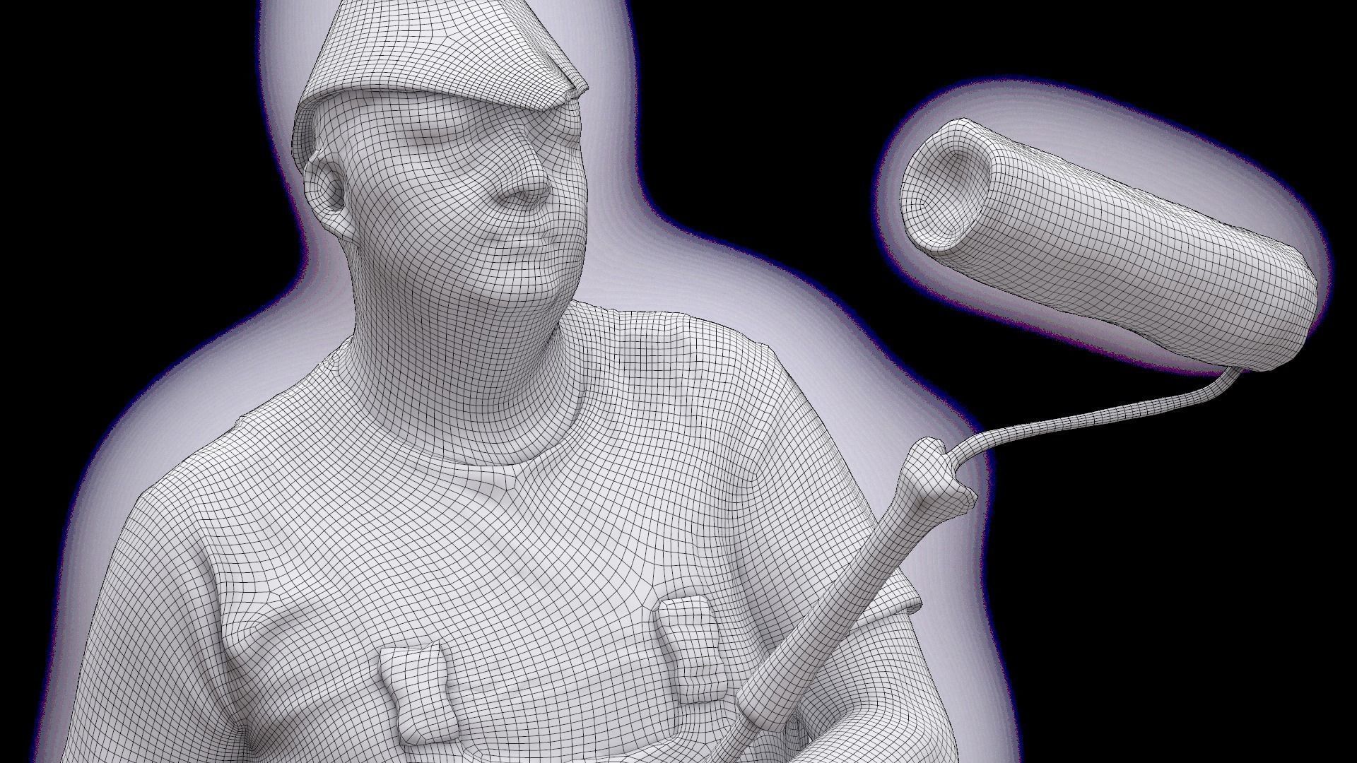 Cleaned 3D scan Agustin Wilkerson Painter Standing 3D model_13