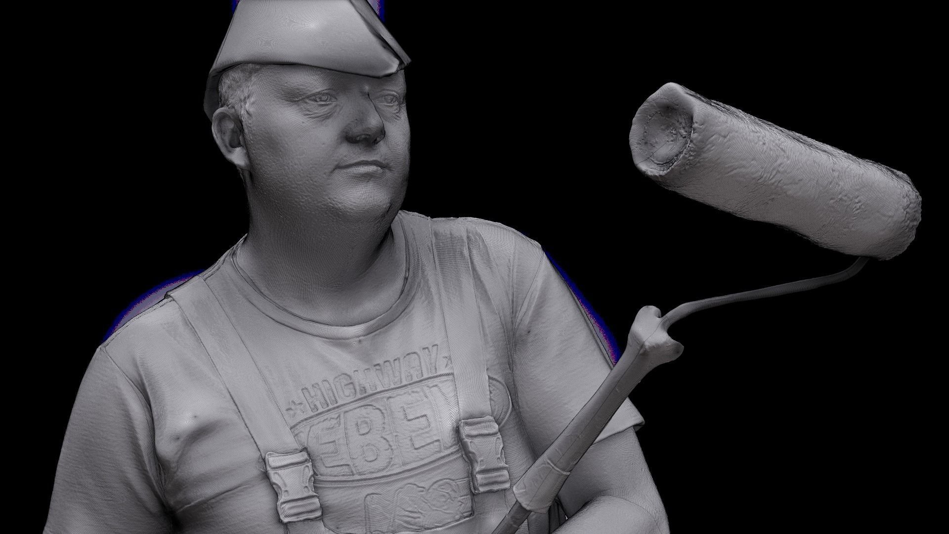 Cleaned 3D scan Agustin Wilkerson Painter Standing 3D model_12
