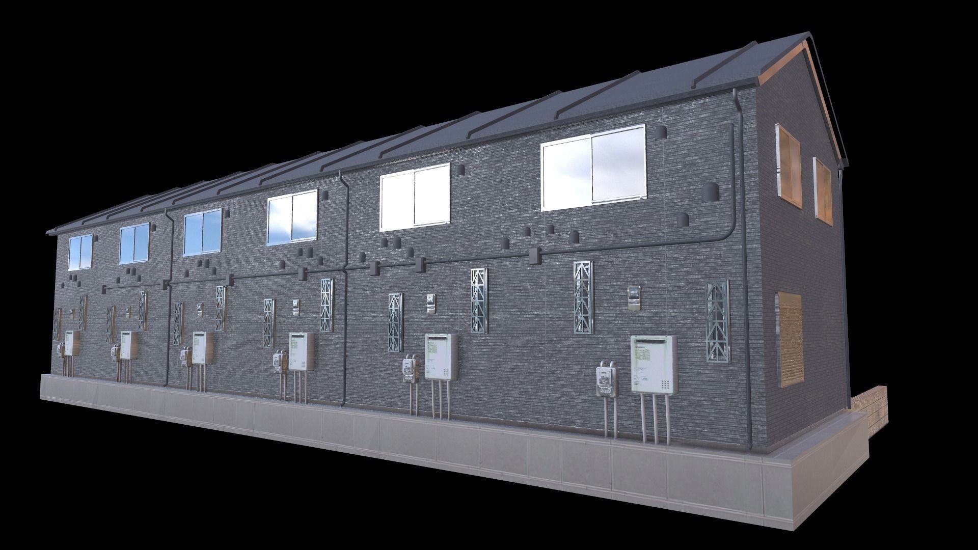 Japanese Building Low-poly 3D model_2