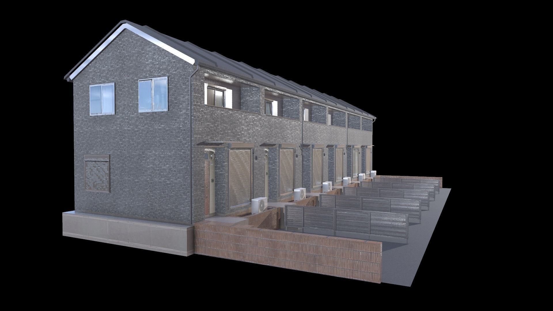 Japanese Building Low-poly 3D model_4