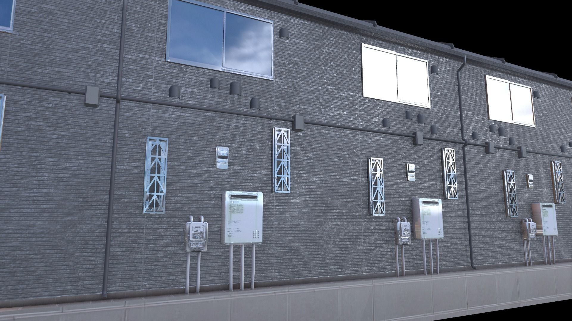 Japanese Building Low-poly 3D model_10
