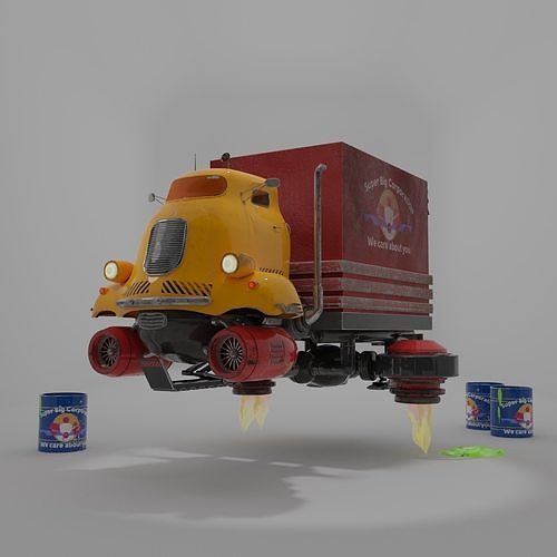 Corporate fly jet truck Free low-poly 3D model