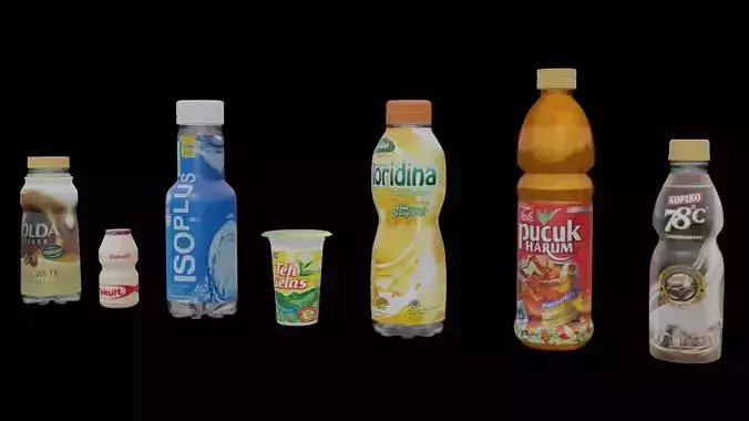 Bottle Collection group of beverage bottles 3D model