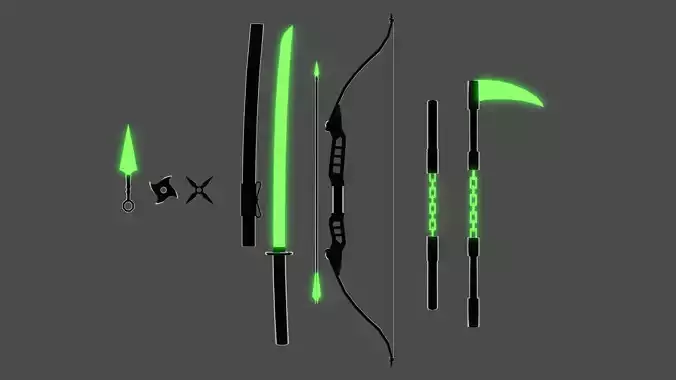 Ninja Weapons Low-poly 3D model