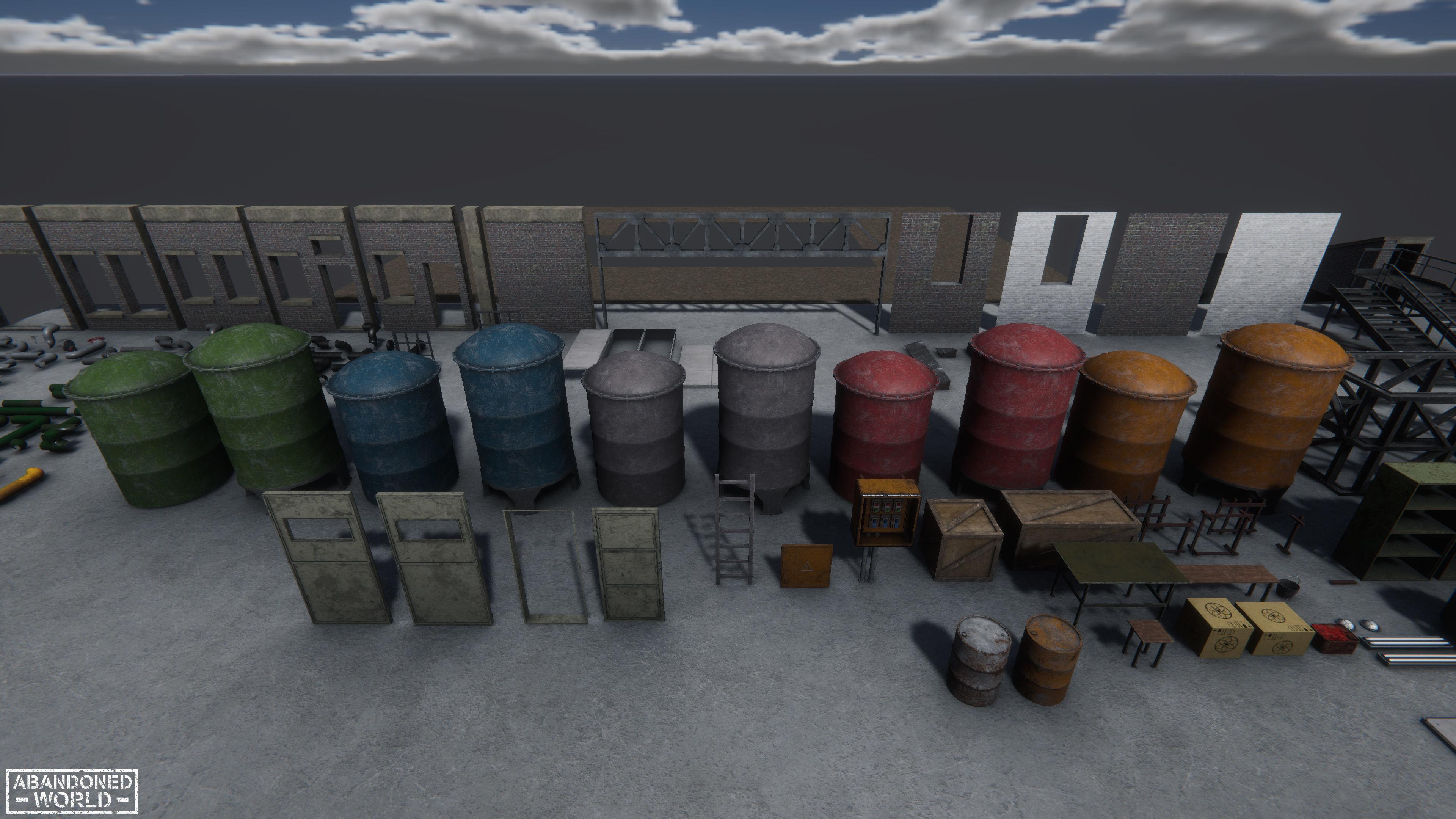 Modular Industrial Building for Unity Low-poly 3D model_22