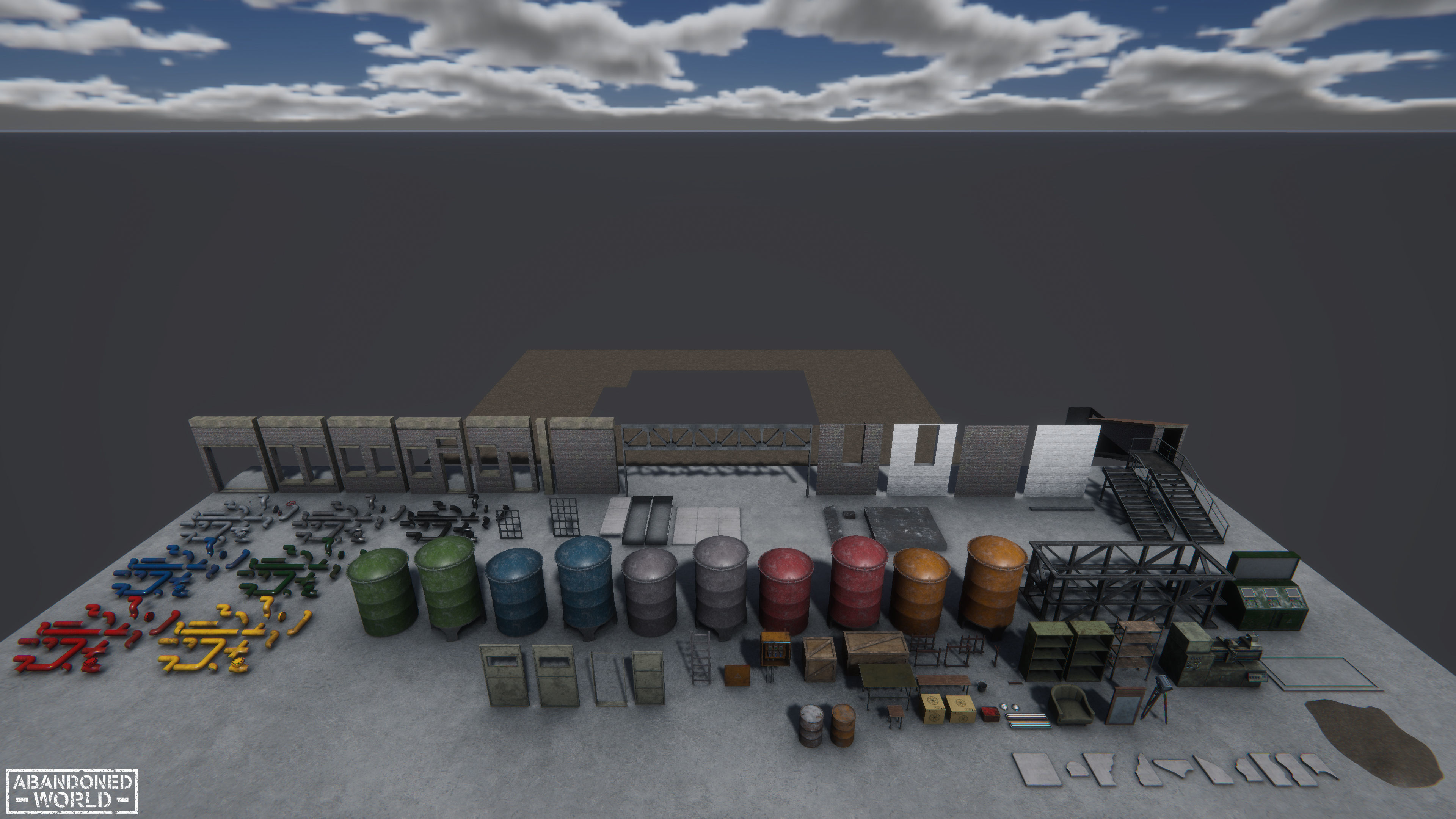 Modular Industrial Building for Unity Low-poly 3D model_3