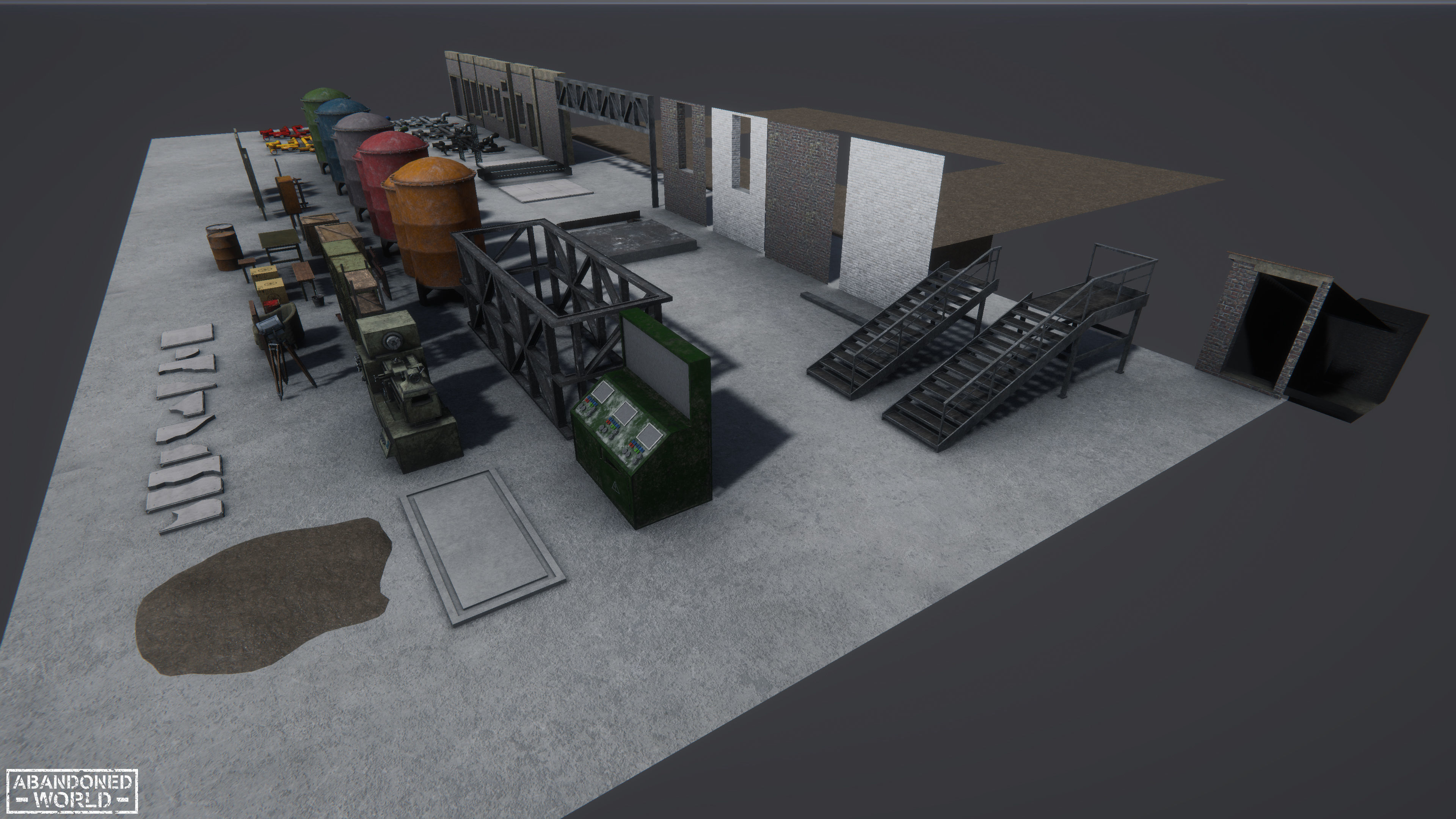 Modular Industrial Building for Unity Low-poly 3D model_24