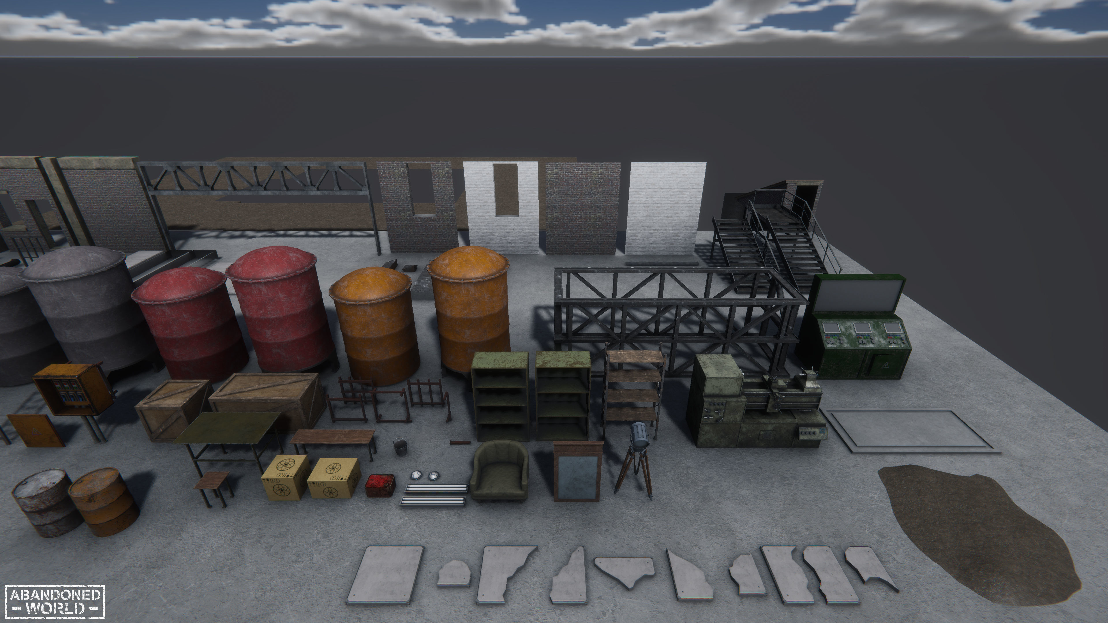 Modular Industrial Building for Unity Low-poly 3D model_23