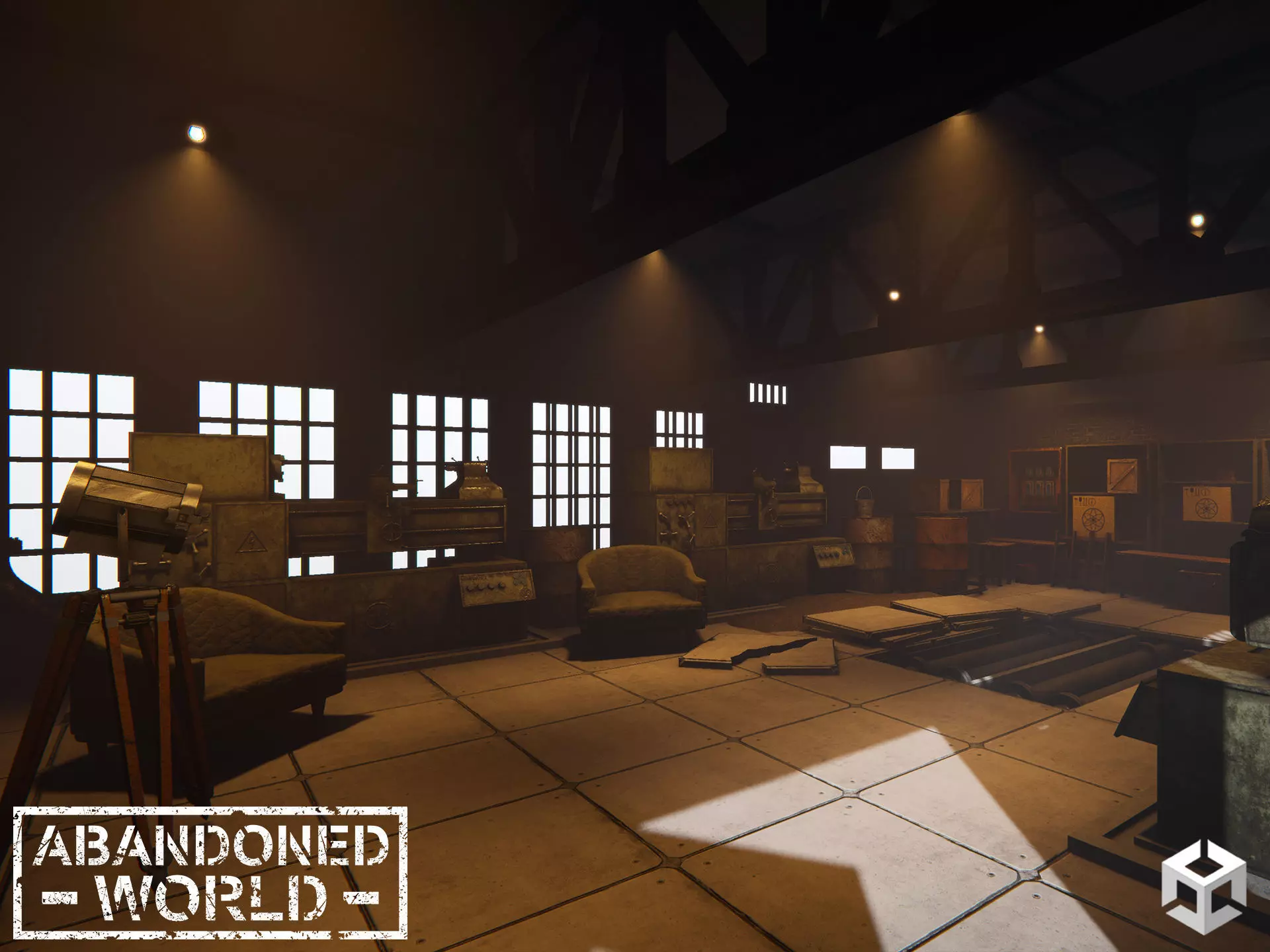 Modular Industrial Building for Unity Low-poly 3D model_0