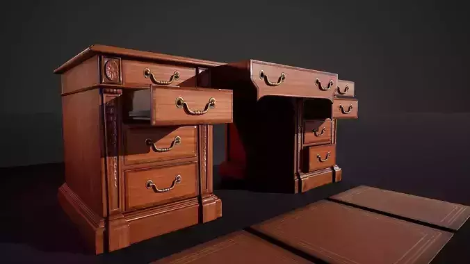 Victorian Desk Game-Ready Low-poly 3D model