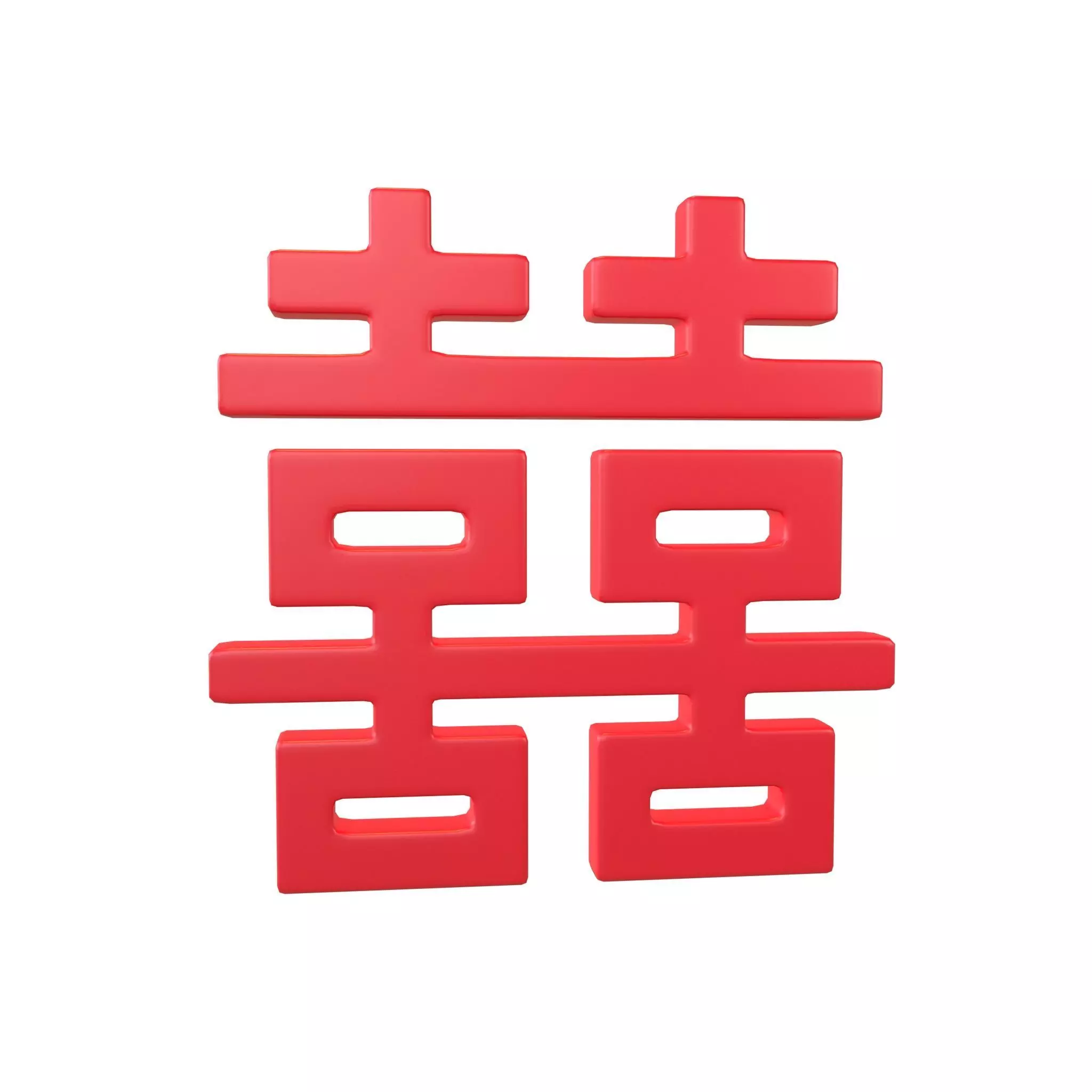 Double Happiness Calligraphy v2 001 Low-poly 3D model_0