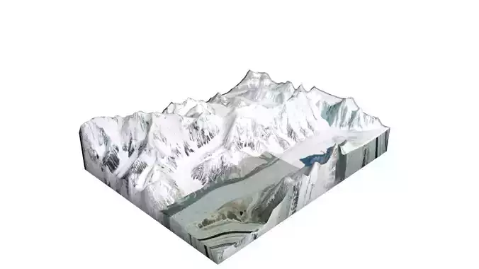 Apsarasas Kangri Mountain Low-poly 3D model Apsarasas Kangri Mountain Low-poly 3D model