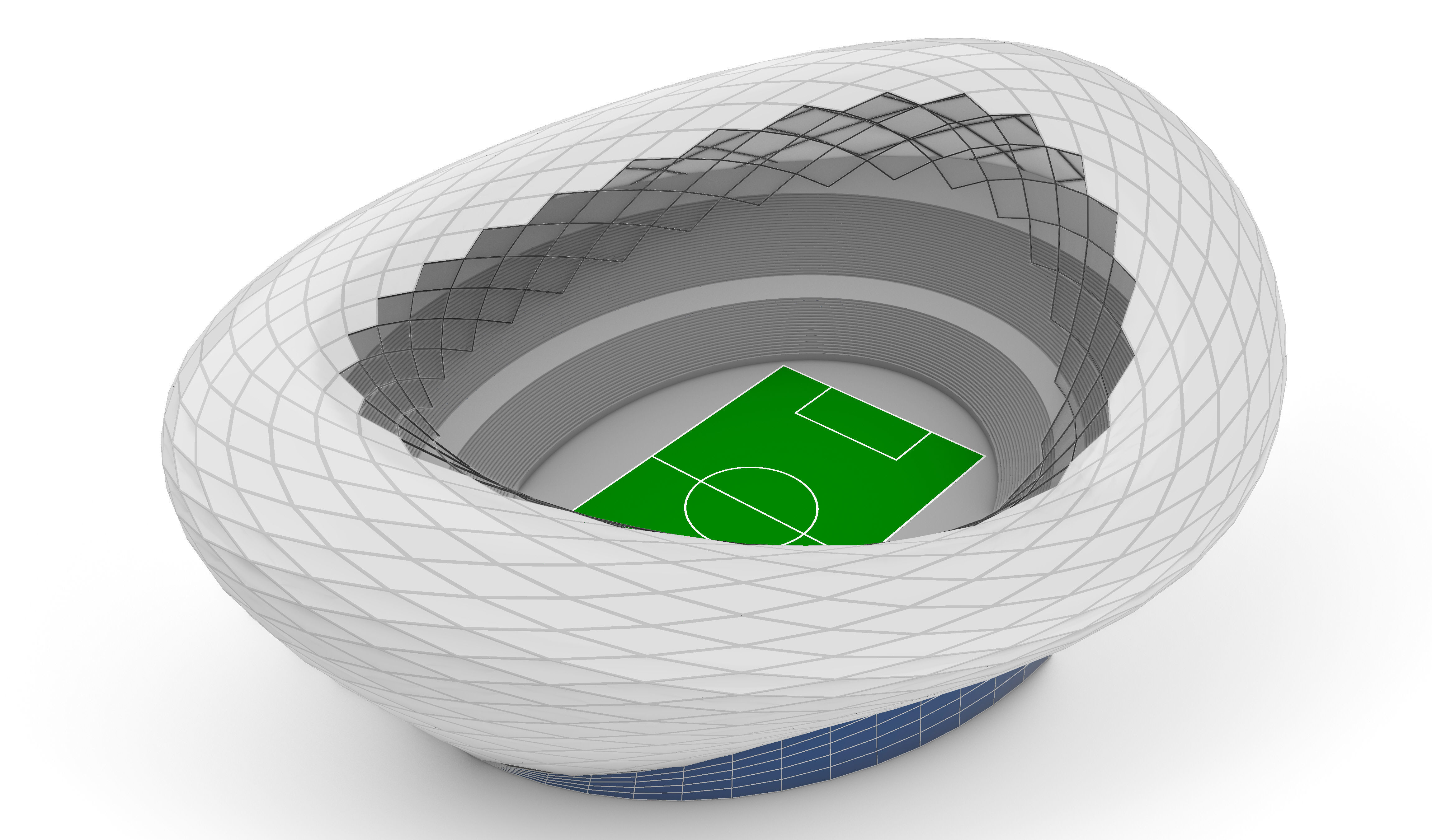 Parametric Oval Soccer Stadium 3D model_2