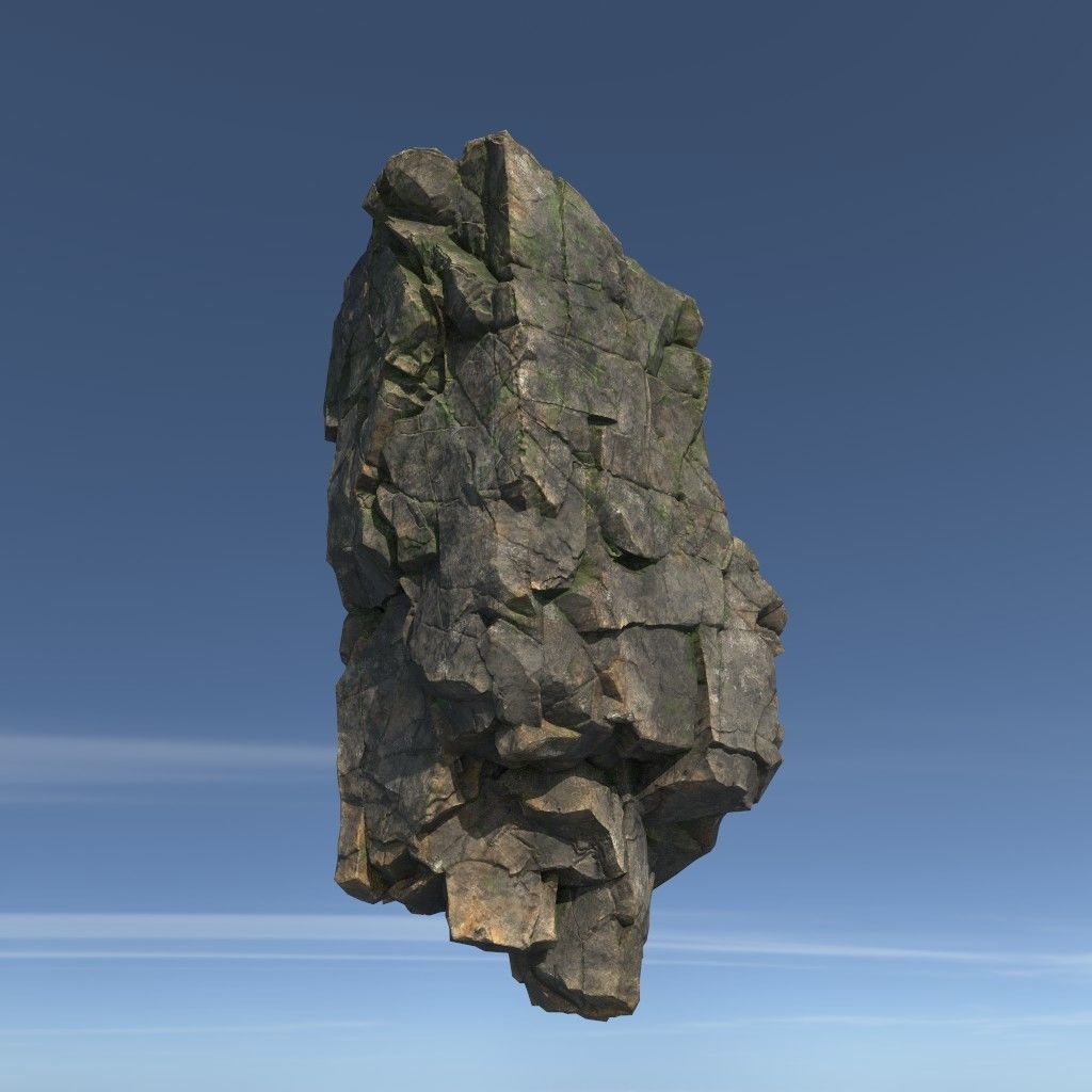 Low poly Mossy Floating Island Rock Pack 211205 Low-poly 3D model_1