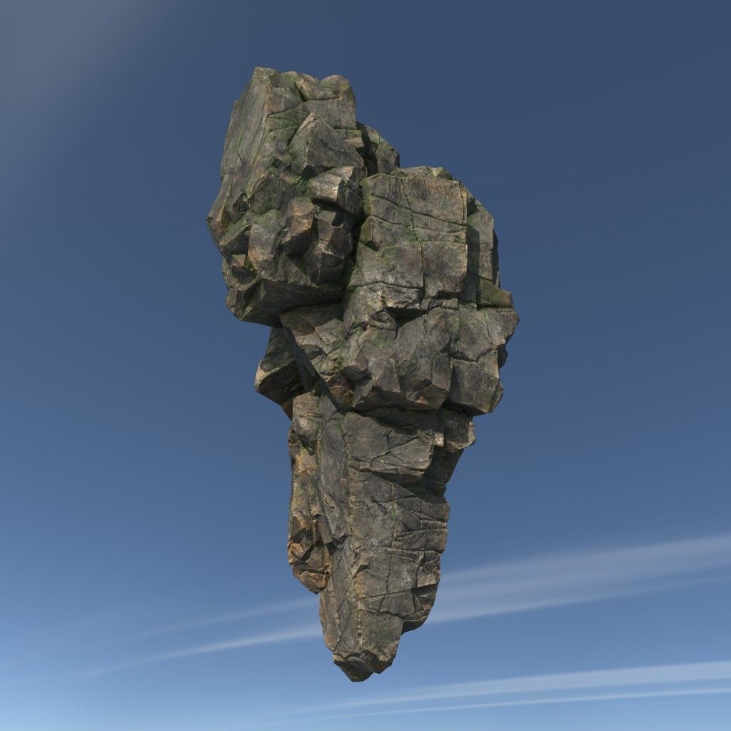 Low poly Mossy Floating Island Rock Pack 211205 Low-poly 3D model_13