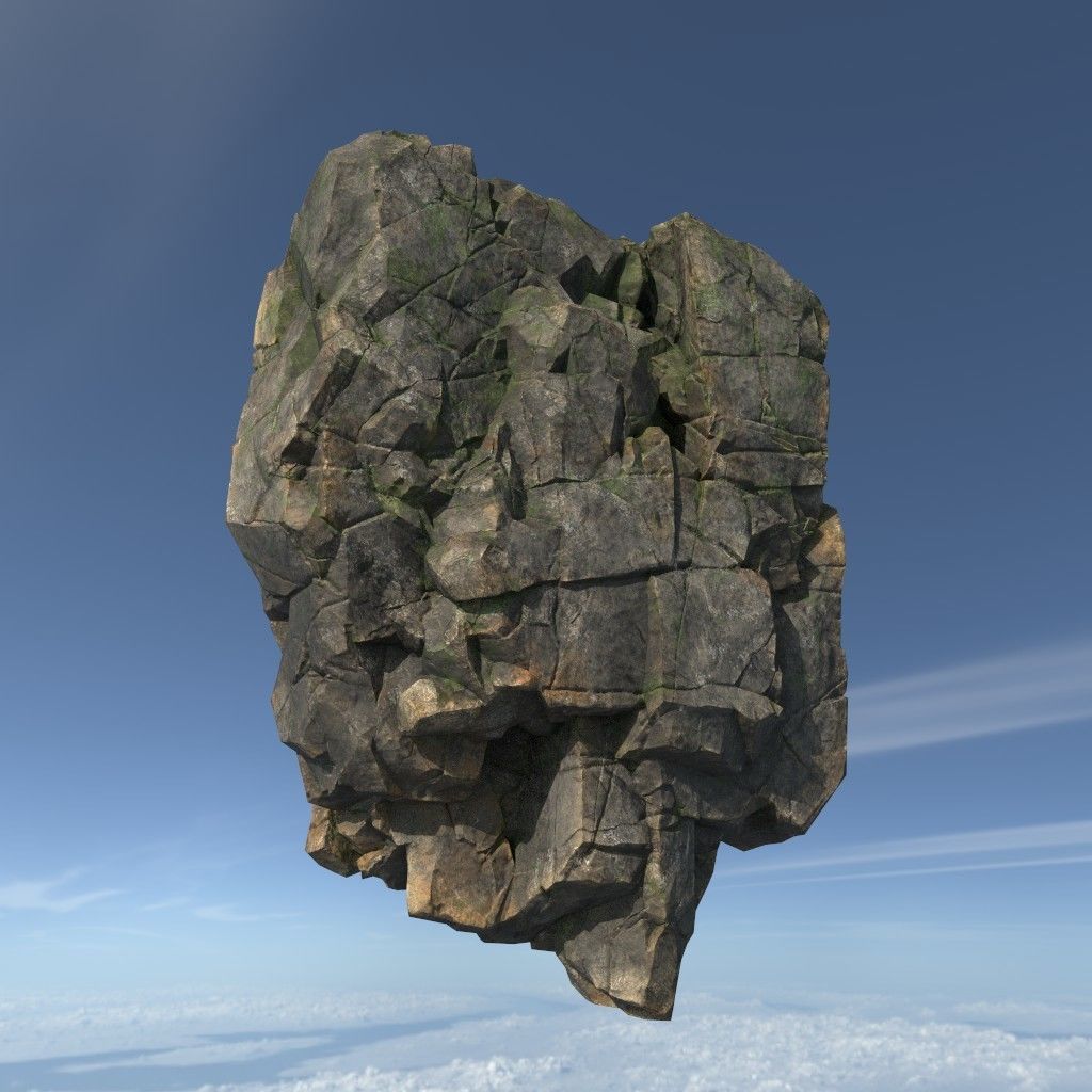 Low poly Mossy Floating Island Rock Pack 211205 Low-poly 3D model_19