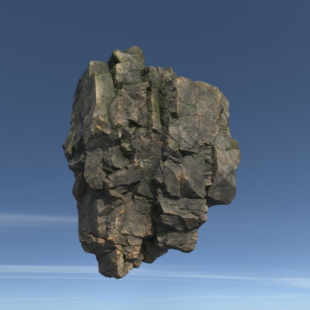 Low poly Mossy Floating Island Rock Pack 211205 Low-poly 3D model_9