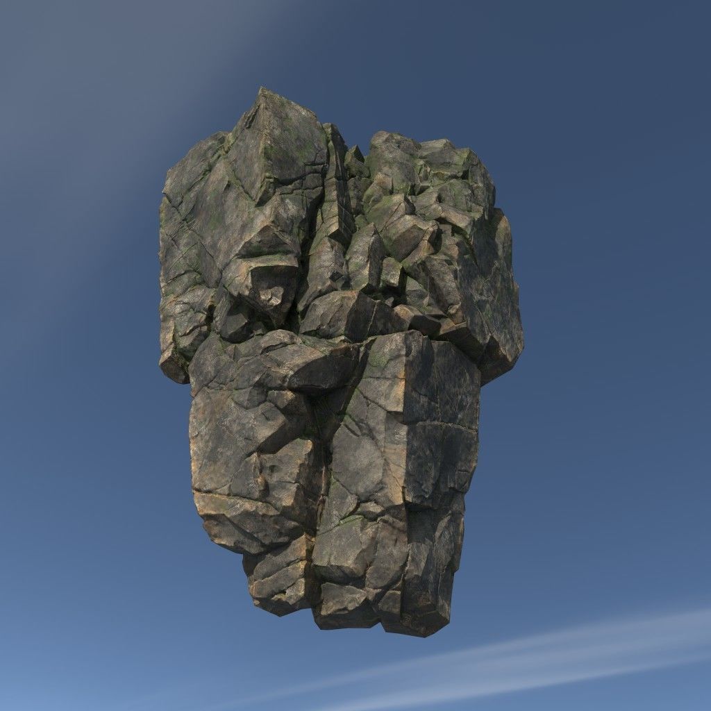 Low poly Mossy Floating Island Rock Pack 211205 Low-poly 3D model_17