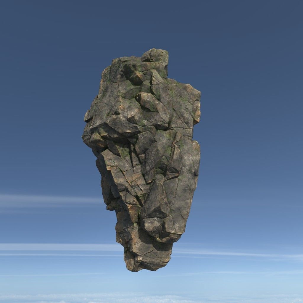 Low poly Mossy Floating Island Rock Pack 211205 Low-poly 3D model_7