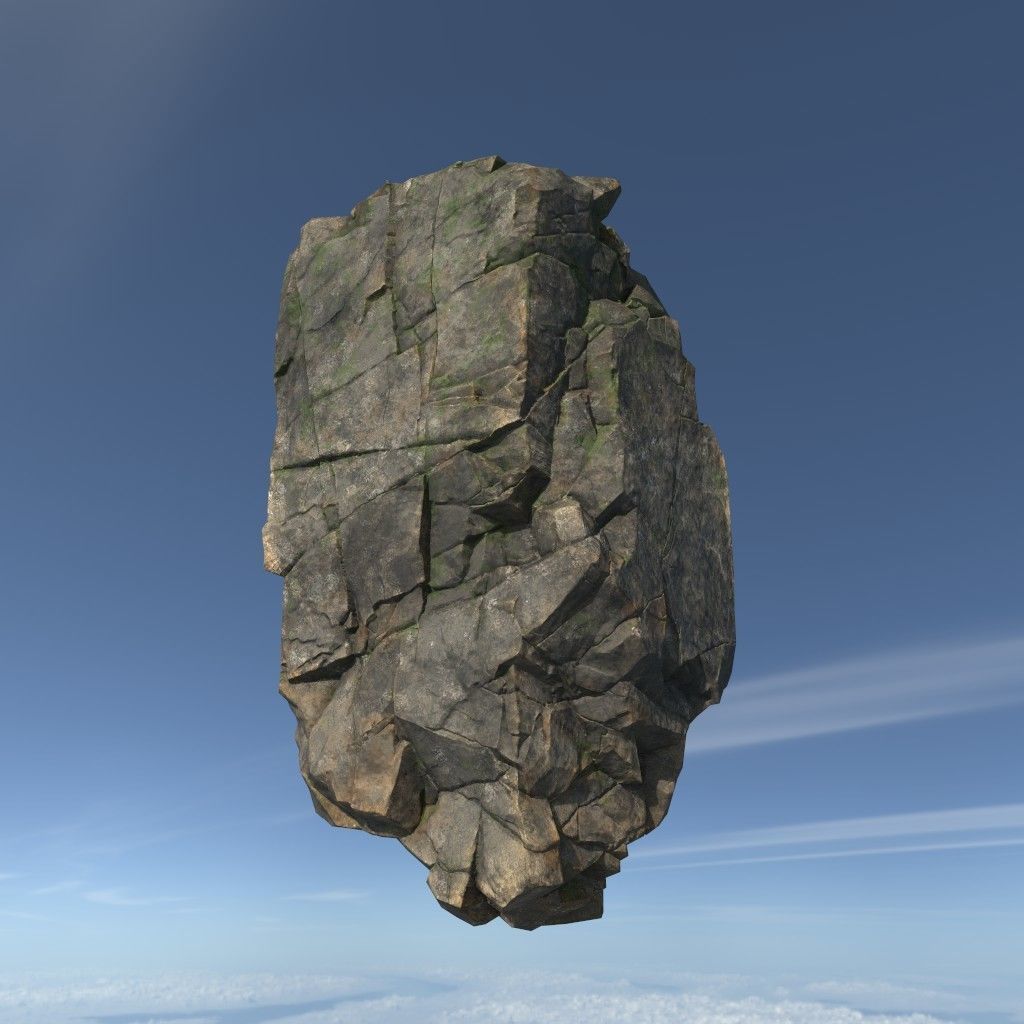 Low poly Mossy Floating Island Rock Pack 211205 Low-poly 3D model_5