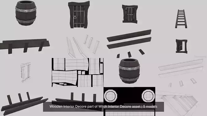 Wooden Interior Decore part of Witch Interior Decore asset 3D Model Collection