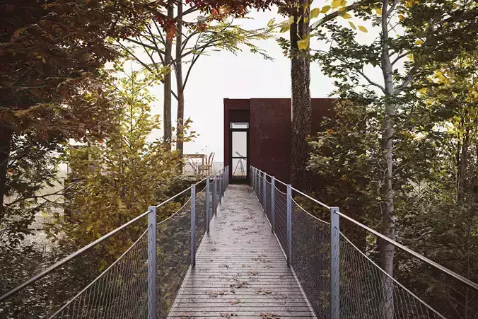 Exterior House and Bridge 3d scene