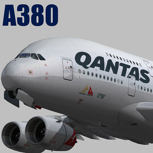 Airbus A380 Qantas VH-OQH Low-poly 3D model
