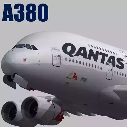 Airbus A380 Qantas VH-OQH Low-poly 3D model