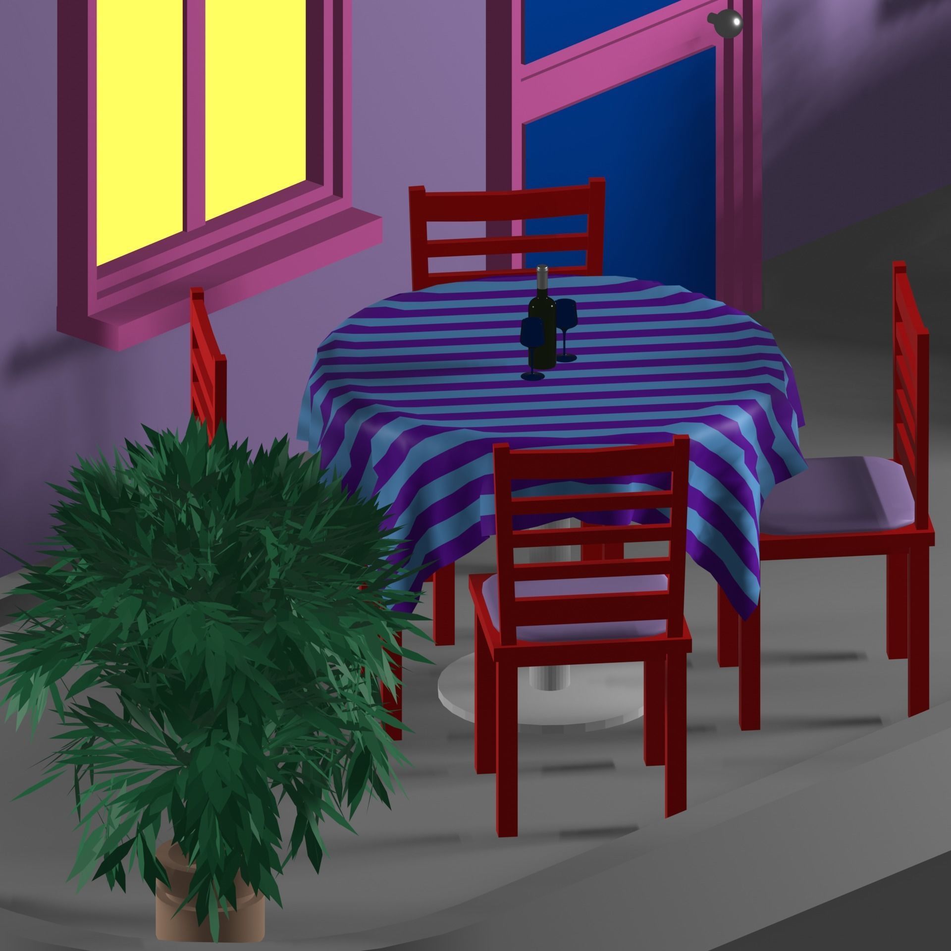 CAFE LOWPOLY 3D model_4
