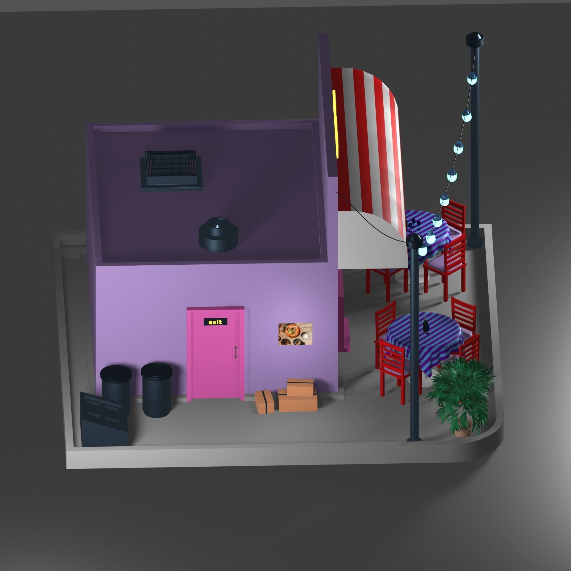CAFE LOWPOLY 3D model_2