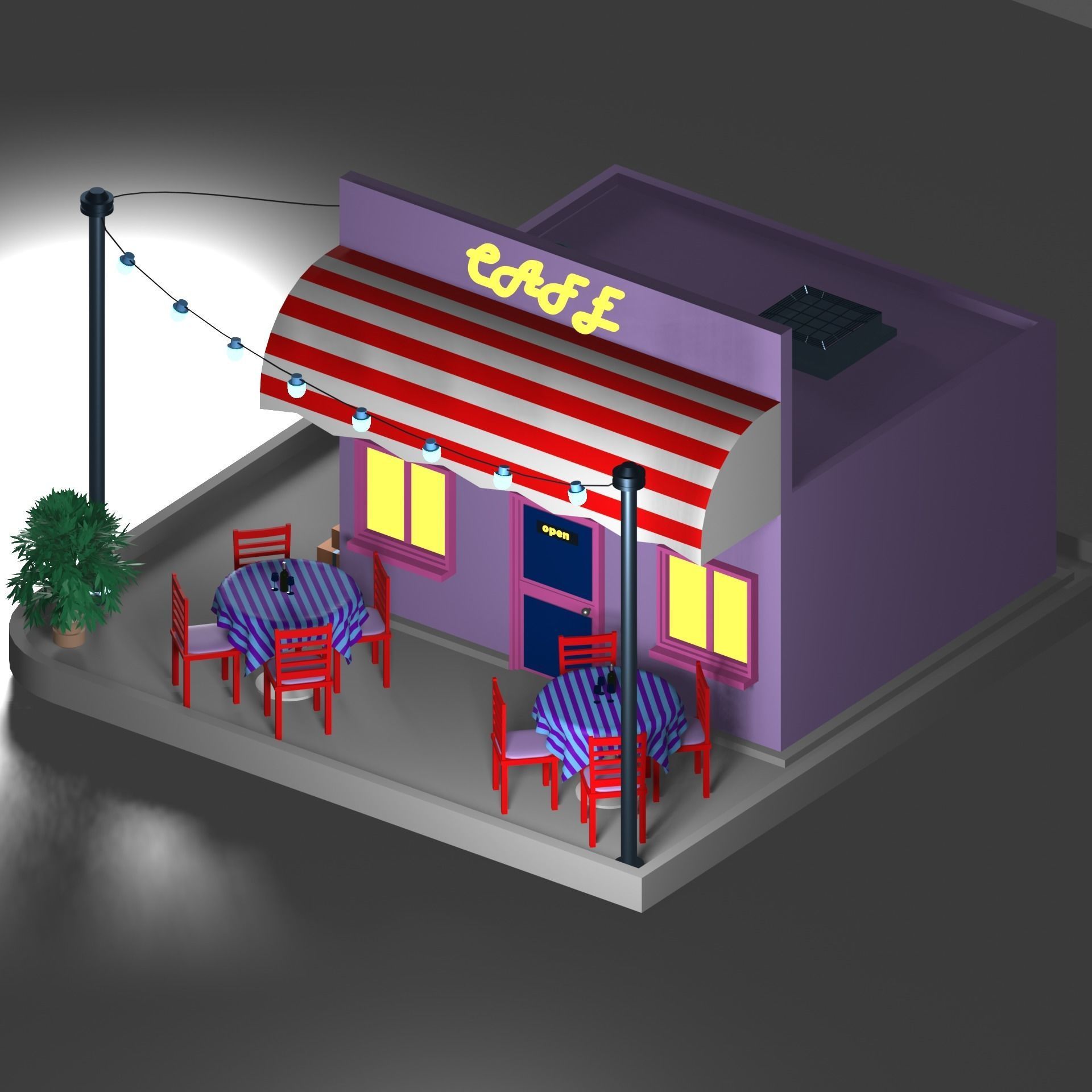 CAFE LOWPOLY 3D model_3