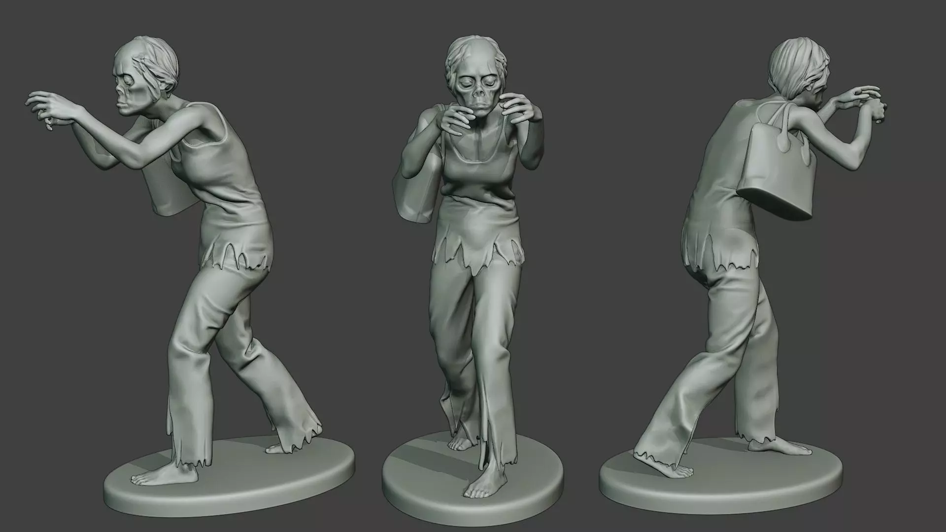 Casual Zombie Female CZ1 0001 3D print model_0